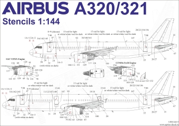 Airbus A320/321 napisy techniczne (for Zvezda) Uprise URS1445 skala 1/144