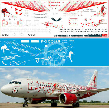 Airbus A319 ROSSIYA NEW SPORT - VQ-BCP - kalkomania Pas-decals skala 1/144