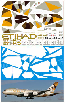 Airbus A380 Etihad New A6-APA - Kalkomania Pas-Decals w skali 1/144