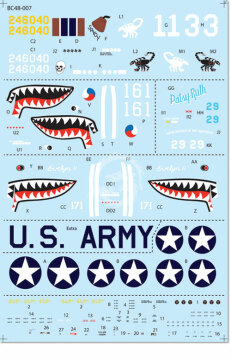 Zestaw kalkomanii P-40K Warhawks Part 1 BarracudaCals BC48007 skala 1/48