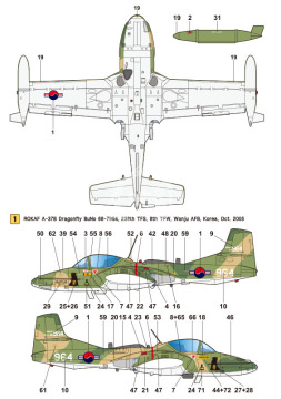 Zestaw kalkomanii A-37B Dragonfly Part.1 ROKAF Dragonfly of the 8th TFW - Wolfpack WD48024 skala 1/48