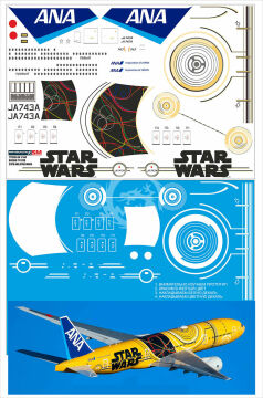 Boeing 777-200 ANA C-3PO STAR WARS - JA743A decals 1/144 Pas-Decals