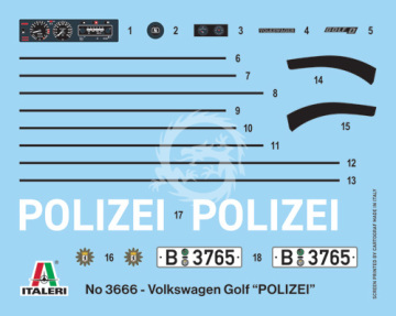 VW Golf Polizei Italeri  3666 skala 1/24