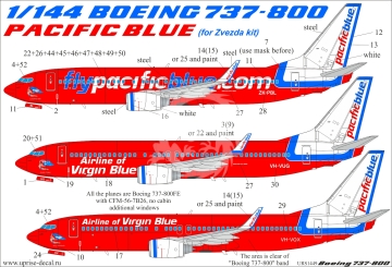 Boeing 737-800 Pacific Blue Old (for Zvezda) Uprise URS1449  skala 1/144