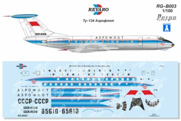 Kalkomania do Tupolew Tu-134 Aeroflot REVARO RG-B003 skala 1/100