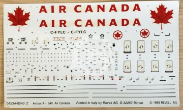 Airbus A340 Air Canada Revell 04234 skala 1/144