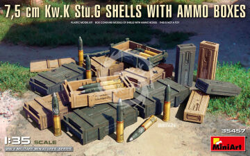 NA ZAMÓWIENIE - 7,5 cm Kw.K Stu.G Shells with Ammo Boxes - MiniArt 35457 skala 1/35
