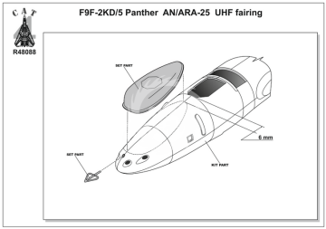 F9F-2B/KD/5 Panther AN/ARA-25 UHF fairing CAT4 R48088 skala1/48