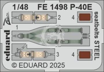 P-40E seatbelts STEEL Eduard Accessories -  EDUARD FE1498 skala 1/48