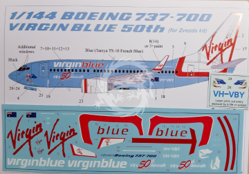 Boeing 737-700 Virgin Blue 50th (for Zvezda) Uprise URS14410  skala 1/144