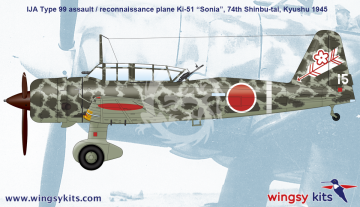 Model plastikowy IJA Type 99 assault/recon. plane Ki-51 “Sonia”, WINGSY KITS D5-05, skala 1/48