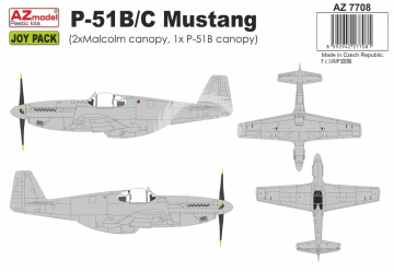 Joy Pack P-51B/C Mustang (2x Malcom canopy, 1x P-51B canopy) AZmodel  AZ7708 skala 1/72