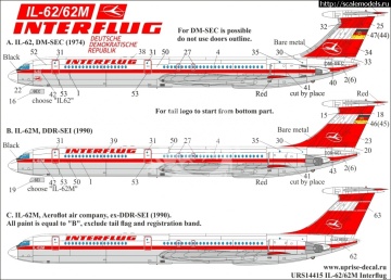 IŁ-62 IL-62/62M Interflug (for Zvezda) Uprise URS14415 skala 1/144