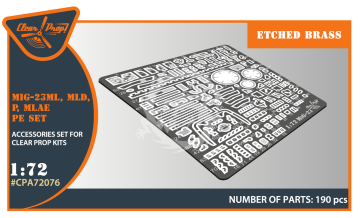 Zestaw akcesorii do MiG-23ML, MLD, P, MLAE PE set for CP kits Clear Prop CPA72076 skala 1/72