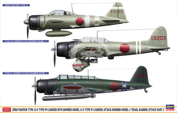 Pearl Harbor Attack Part 2 - Zero + Aichi D3A + B5N2 - Hasegawa 07504 skala 1/48