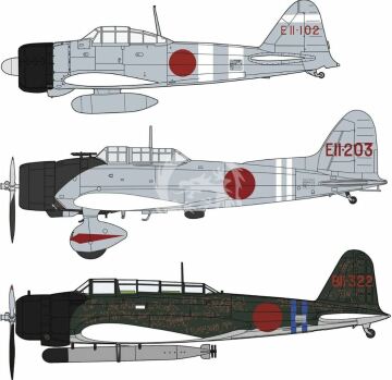 Pearl Harbor Attack Part 2 - Zero + Aichi D3A + B5N2 - Hasegawa 07504 skala 1/48