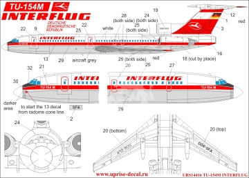 TU-154M Interflug for Zvezda Uprise URS14416  skala 1/144