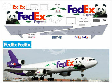 MD-11 FedEx Panda N585EF Kalkomania Pas-Decals skala 1/144