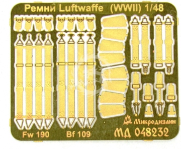 Elementy fototrawione, pasy bezpieczeństwa do samolotów Bf-109 i Fw-190, Microdesign, MD048232, skala 1/48