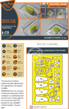 PRZEDSPRZEDAŻ - Chinese J-10B Painting mask (double-sided) for Trumpeter Clear Prop CPA72132 skala 1/72