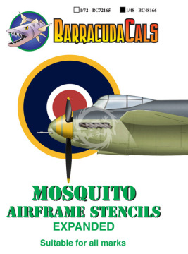 Zestaw kalkomanii Mosquito Airframe Stencils - Expanded BarracudaCals BC48166 skala 1/48