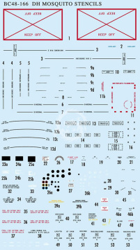 Zestaw kalkomanii Mosquito Airframe Stencils - Expanded BarracudaCals BC48166 skala 1/48