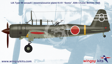 Model plastikowy IJA Type 99 assault/recon. plane Ki-51 “Sonia”, WINGSY KITS D5-05, skala 1/48