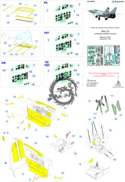 Zestaw do MiG-25 RB, RBT, PD / PDS, BM - elementy wnętrza (ICM) Microdesign, MD000480020, skala 1/48