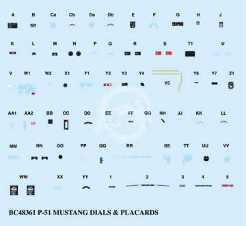 Zestaw kalkomanii P-51D Cockpit Stencils and Placards BarracudaCals BC48361 skala 1/48