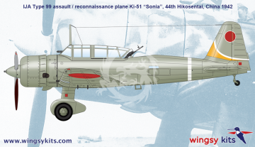 Model plastikowy IJA Type 99 assault/recon. plane Ki-51 “Sonia”, WINGSY KITS D5-05, skala 1/48