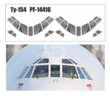 Tupolev TU-154 okna kokpitu Photo glazed cockpit pas-decal skala 1/144