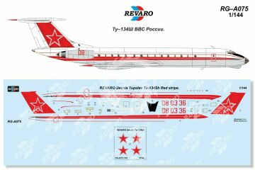 Tupolev Tu-134Sh Red Russian air force Revaro RG-А075  for Zvezda 1/144