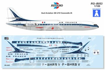 Kalkomania do Sud Aviation SE 210 Caravelle III Air France, REVARO RG-B053 skala 1/100