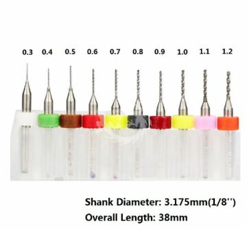 Wiertła MINI WIERTŁA PCB KOMPLET 0,3-1,2 mm 10 SZT stal wolframowa 