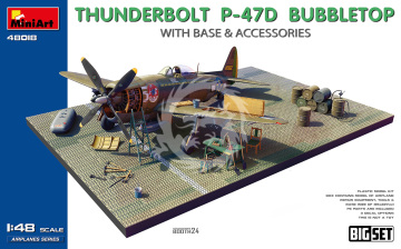 THUNDERBOLT P-47D BUBBLETOP WITH BASE & ACCESSORIES. BIG SET Miniart 48018 skala 1/48