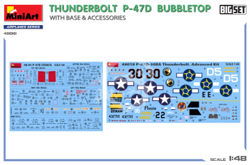 THUNDERBOLT P-47D BUBBLETOP WITH BASE & ACCESSORIES. BIG SET Miniart 48018 skala 1/48