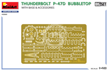 THUNDERBOLT P-47D BUBBLETOP WITH BASE & ACCESSORIES. BIG SET Miniart 48018 skala 1/48