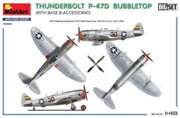 THUNDERBOLT P-47D BUBBLETOP WITH BASE & ACCESSORIES. BIG SET Miniart 48018 skala 1/48