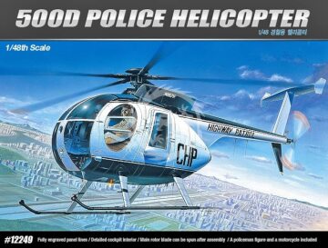 Model plastikowy Hughes 500D Police Helicopter i Kawasaki 1000 Academy 12249 skala 1/48