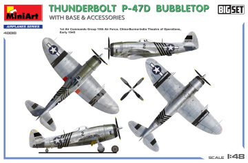 THUNDERBOLT P-47D BUBBLETOP WITH BASE & ACCESSORIES. BIG SET Miniart 48018 skala 1/48