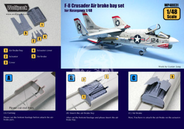 Zestaw dodatków F-8 Crusader Air-brake bay set (for Hasegawa 1/48), Wolfpack WP48031 skala 1/48