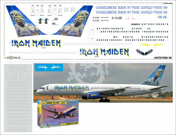 Iron Maiden Ed Force One Somewhere Back In Time Boeing 757-200 G-OJIB Kalkomania A-Decals w skali 1/144