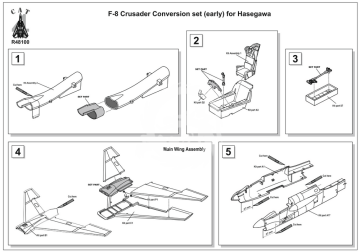 F-8 Crusader Conversion set (early) for hasegawa Cat4 R48100 skala 1/48