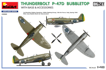 THUNDERBOLT P-47D BUBBLETOP WITH BASE & ACCESSORIES. BIG SET Miniart 48018 skala 1/48