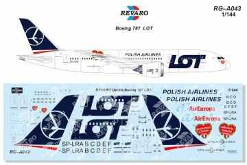 Boeing 787 Dreamliner LOT kalkomania Revaro RG-A043 1/144