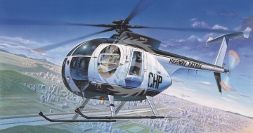 Model plastikowy Hughes 500D Police Helicopter i Kawasaki 1000 Academy 12249 skala 1/48