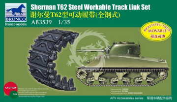 Sherman T62 Steel Workable Track Link Set Bronco AB3539 skala 1/35