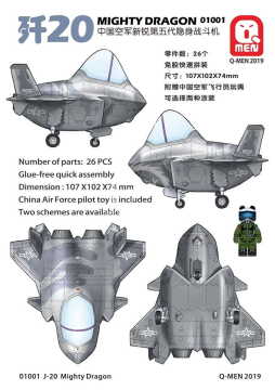 PRZEDSPRZEDAŻ - Q-Men J-20 Mighty Dragon Quick Assembly Zimi Model Q01001 