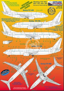 Boeing B737-600 --> -900 General Stencilling+ Photo-Etch parts Skyline Decals - SKY144-58 skala 1/144