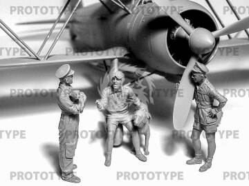 Cr.42 Falco with Italian Pilots in tropical uniform ICM 32025 skala 1/32